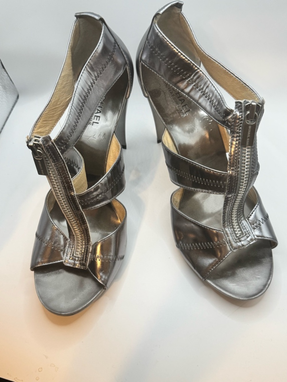 Michael Kors Silver Zipper Front Women’s Heels size 10M